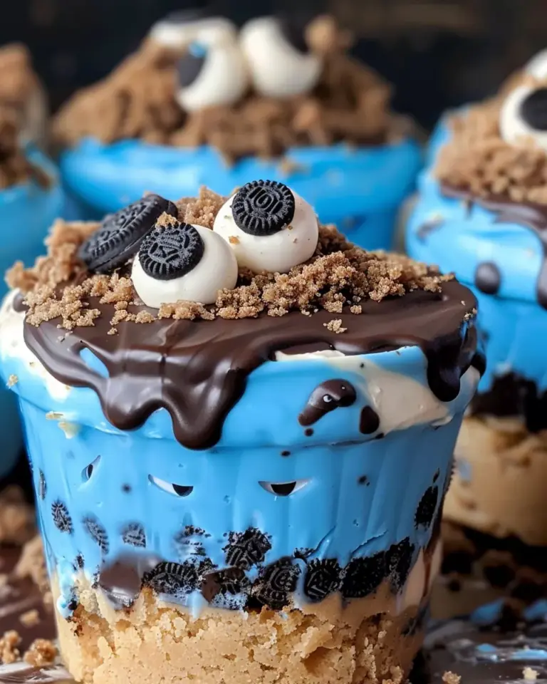 Cookie Monster Cheesecake Cups