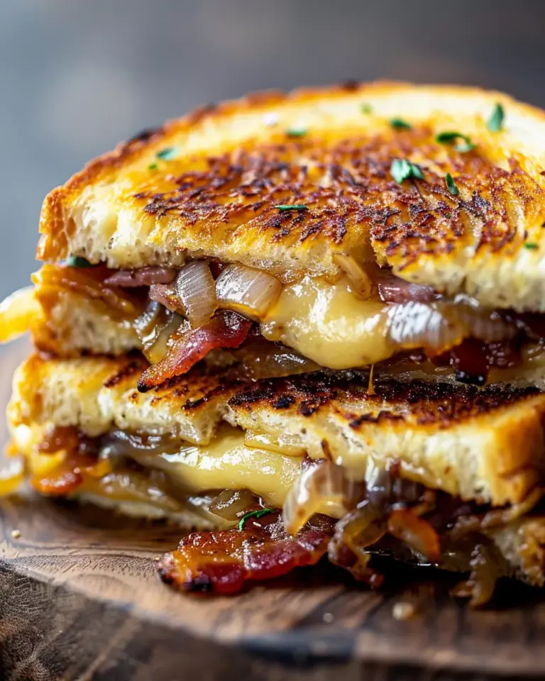 Indulge In Bacon And Caramelized Onion Grilled Cheese Sandwiches