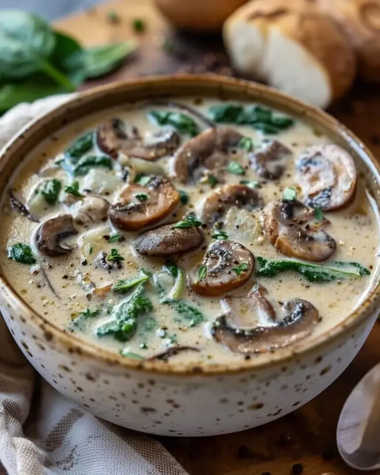 Creamy Mushroom & Spinach Soup