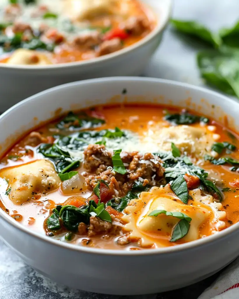 Creamy Tuscan Ravioli Soup