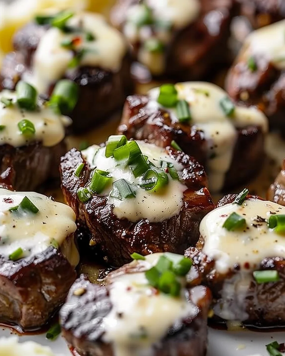 Garlic Butter Steak Bites with Parmesan Cream Sauce