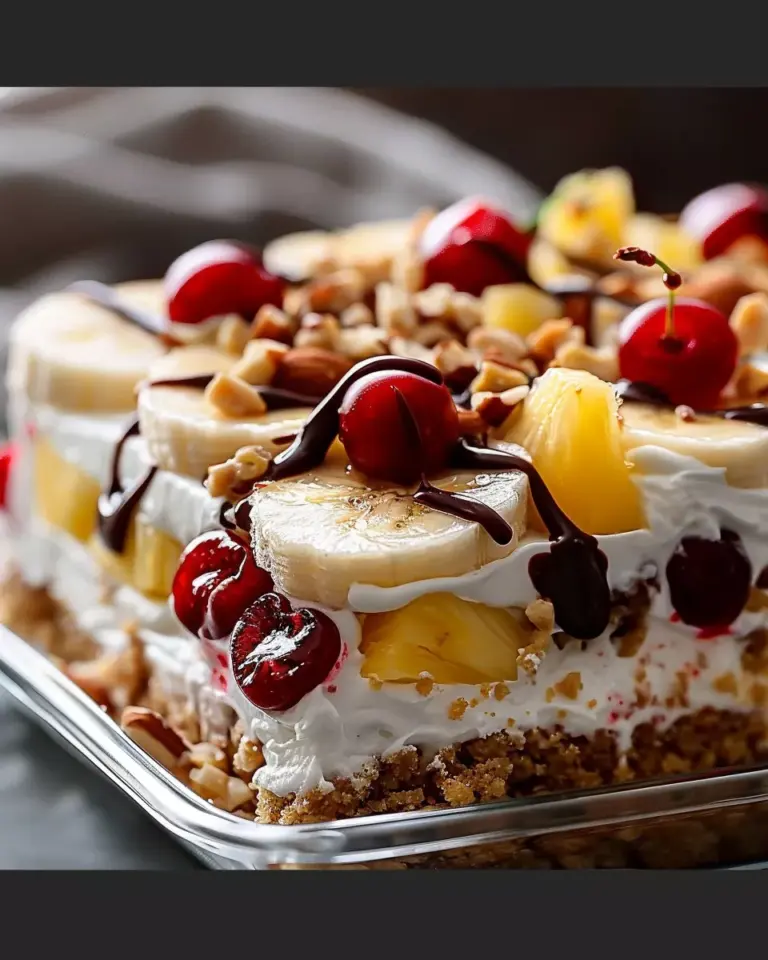 No Bake Banana Split Cake