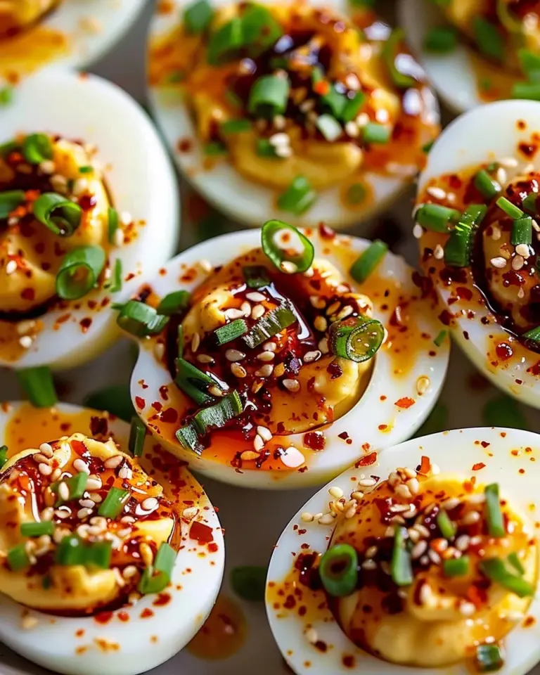 Spicy Chili Garlic Deviled Eggs