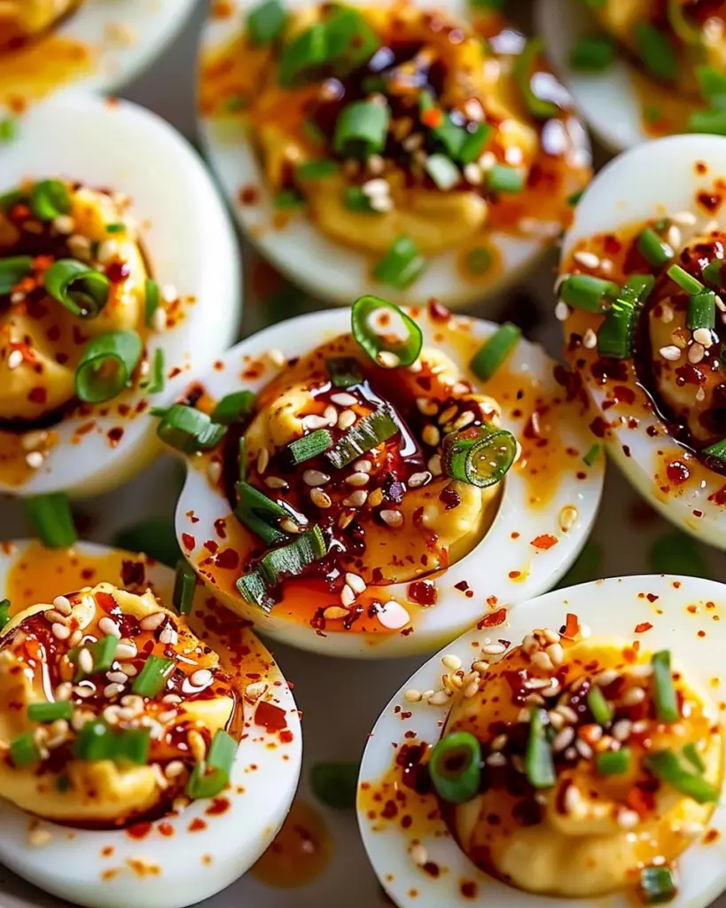 Spicy Chili Garlic Deviled Eggs