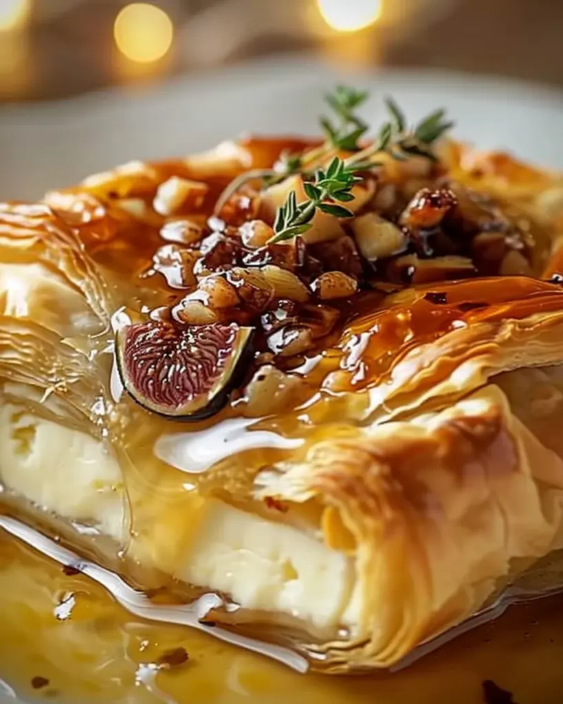 Baked Brie in Puff Pastry with Honey and Fig