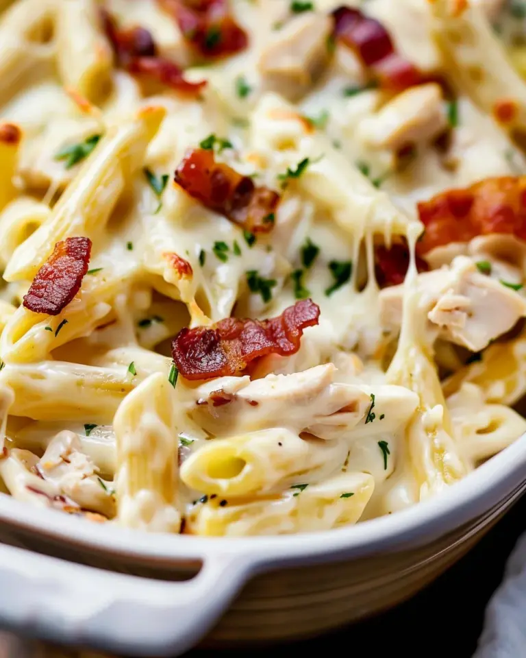 Chicken Bacon Ranch Baked Penne