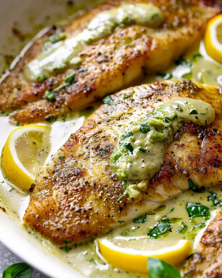 Pan Fry Tilapia with Pesto Cream Sauce