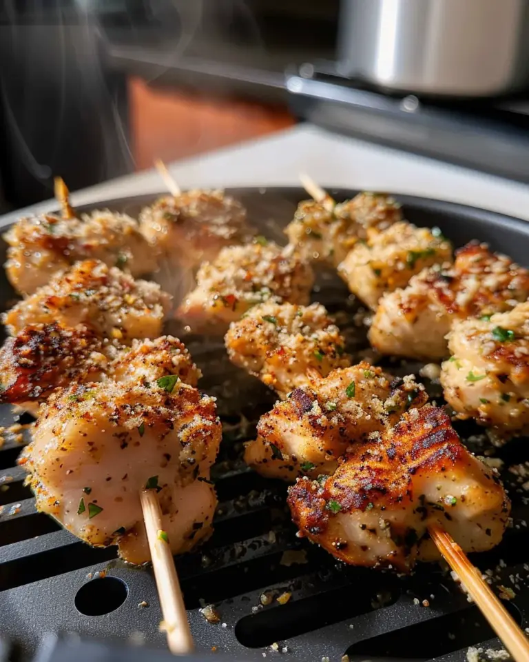 Crispy Air Fryer Garlic Parmesan Chicken Skewers – Irresistible!