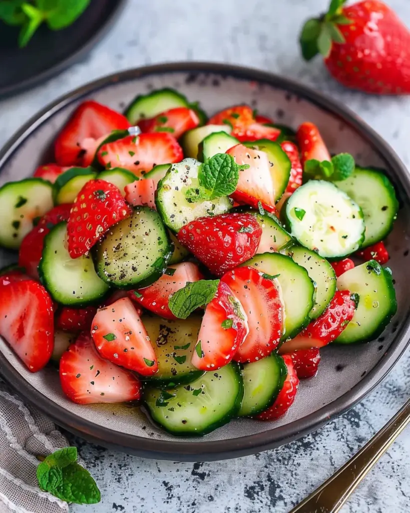 Cucumber Strawberry Salad (Just 6 Ingredients)