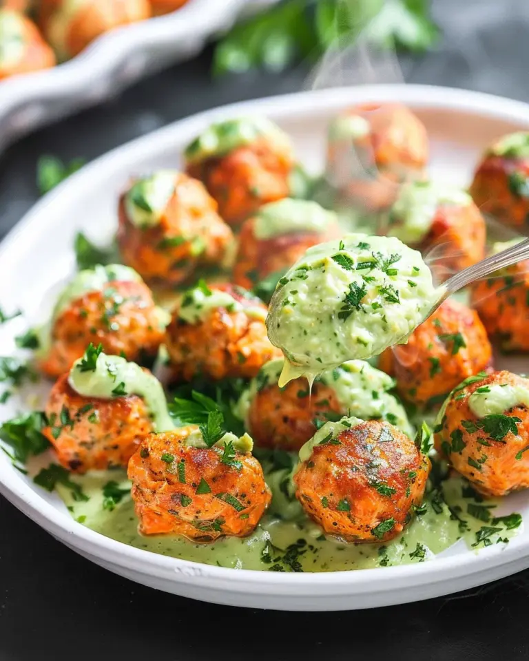 Baked Salmon Meatballs with Creamy Avocado Sauce