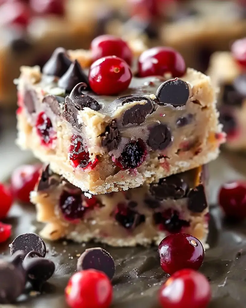 Decadent Chocolate Chip Maraschino Cherry Shortbread Bars