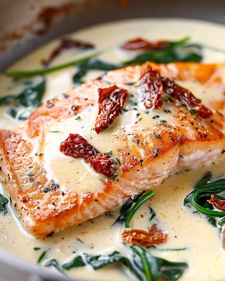 Tuscan Salmon with Parmesan Cream Sauce
