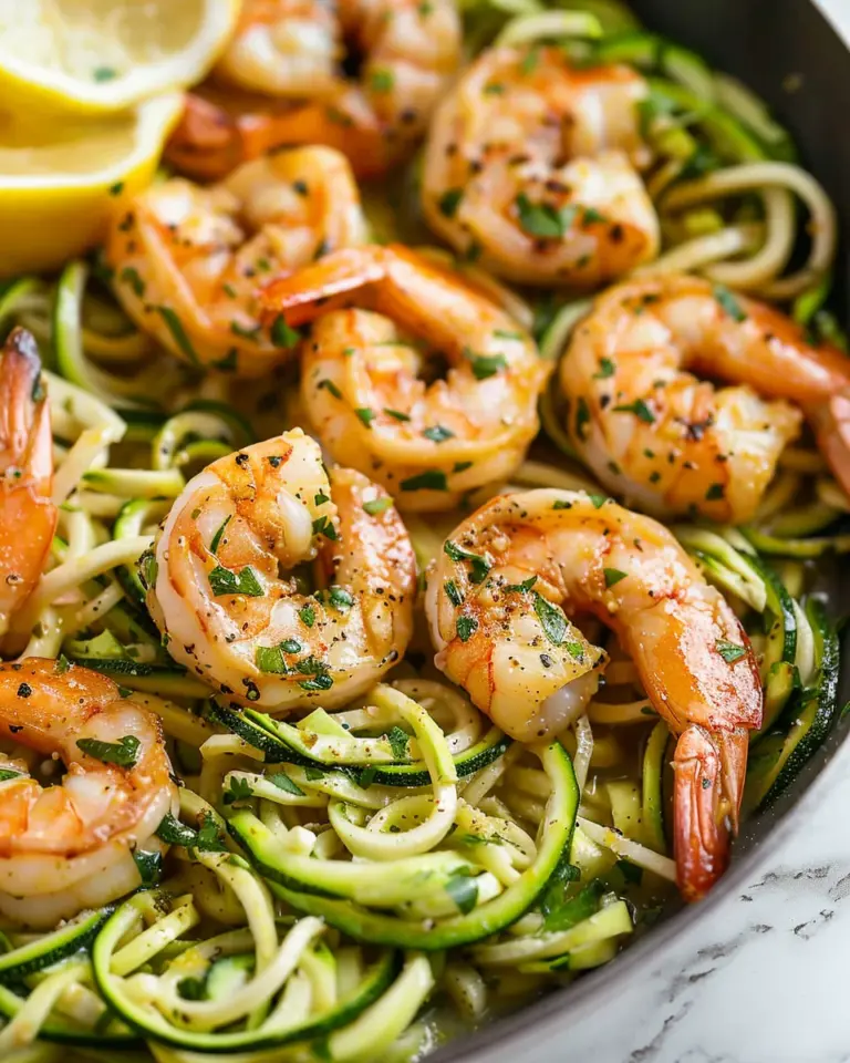 One Pan Garlic Shrimp And Zucchini Noodles