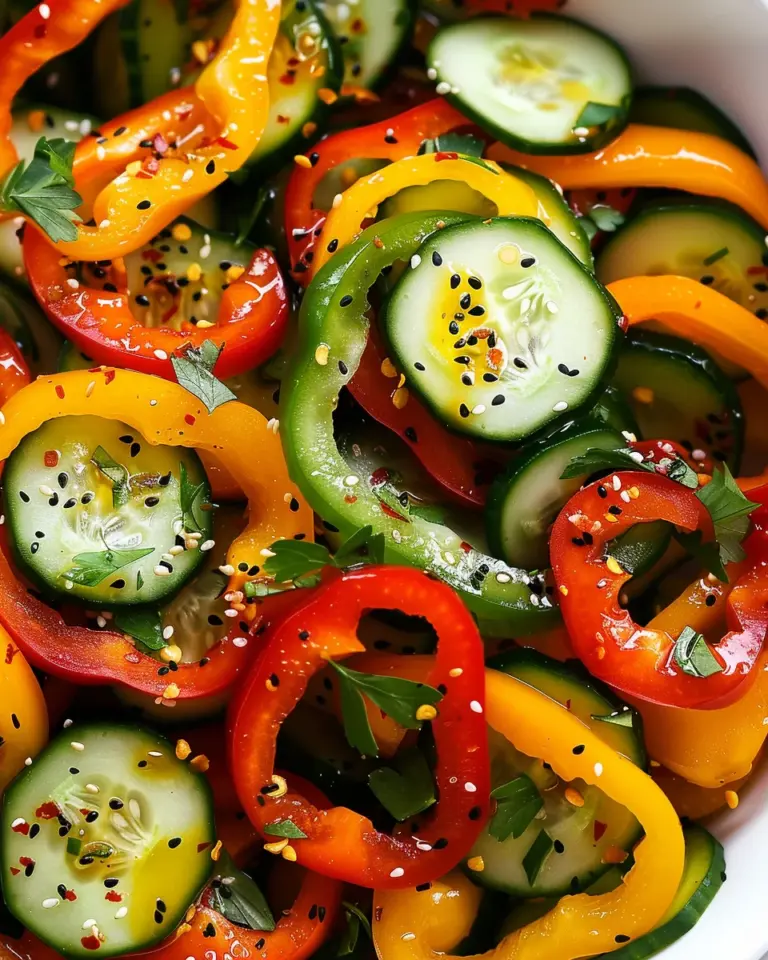 Viral TikTok Cucumber & Bell Pepper Salad