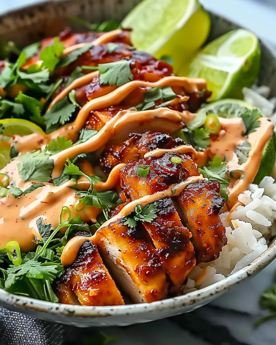 Sweet Chili Chicken Bowl with Coconut Lime Drizzle