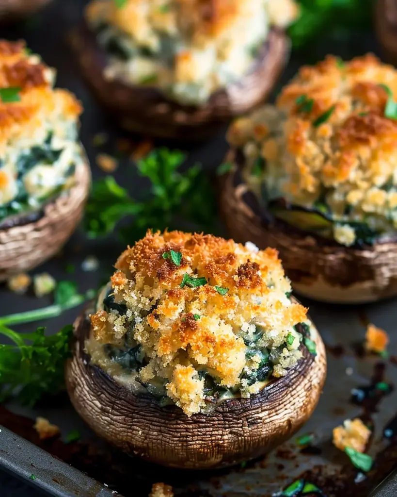Cheesy Spinach Stuffed Mushrooms