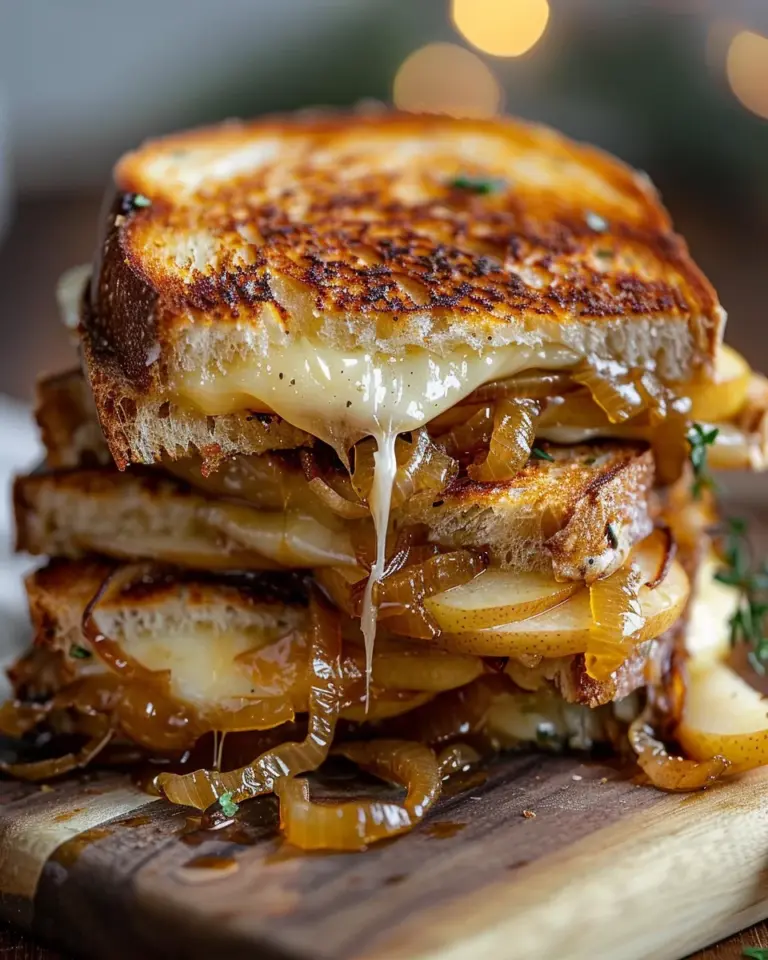 Pear & Apple Grilled Cheese With Caramelized Onions
