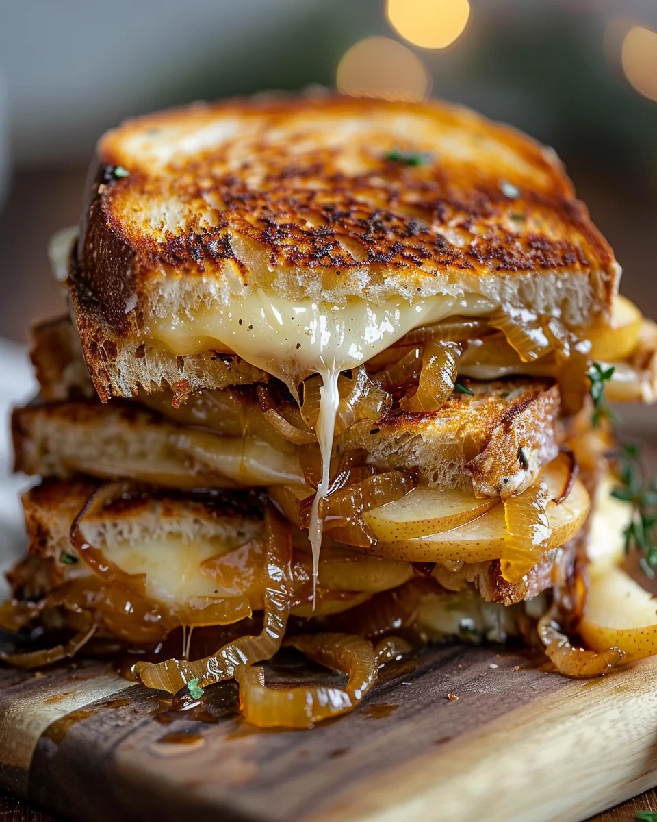 Pear & Apple Grilled Cheese With Caramelized Onions