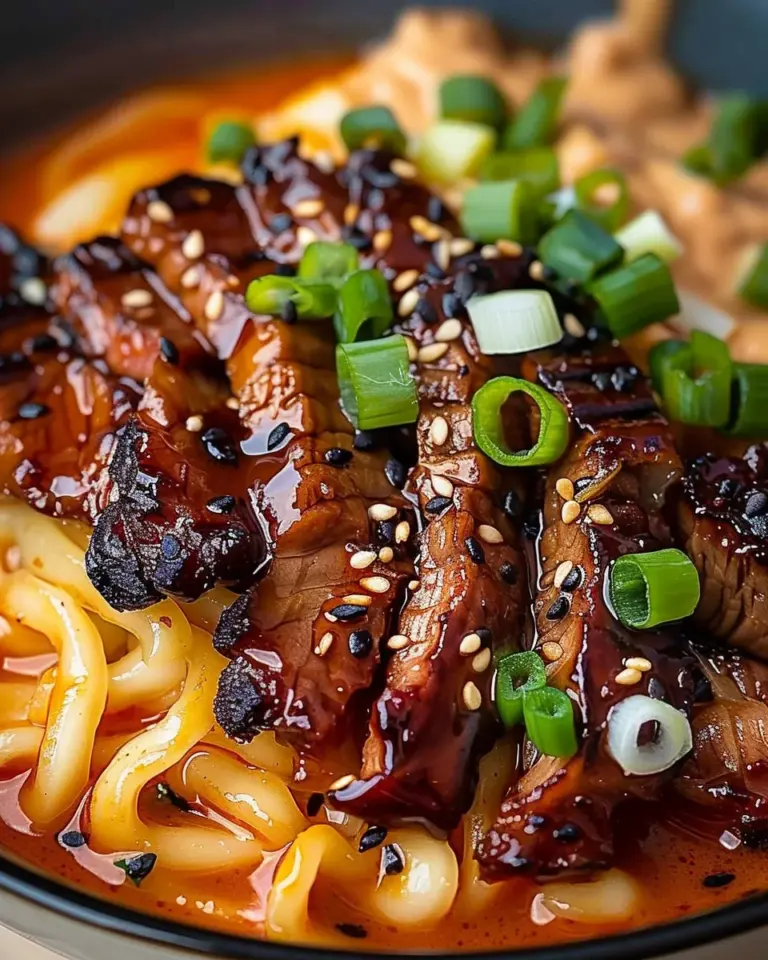 Spicy Korean Ramen with Grilled Beef & Creamy Sauce