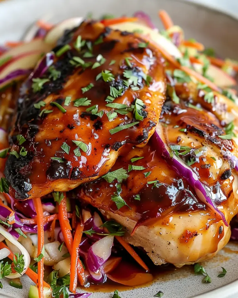 Sticky Apple Cider Chicken with Crisp Autumn Slaw