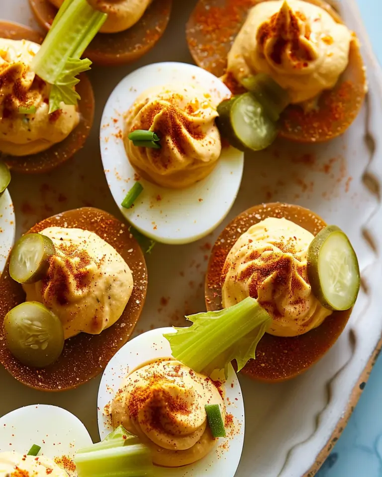 Bloody Mary Deviled Eggs