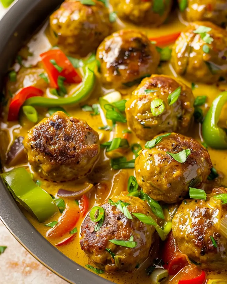 Jerk Meatballs In Coconut Curry Sauce