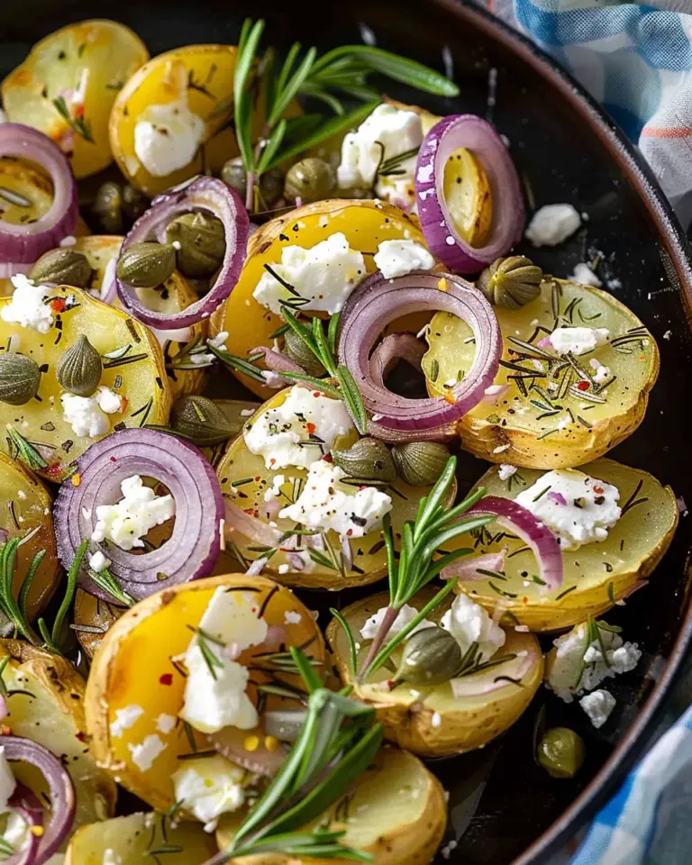 Quick smashed Greek potatoes with feta and rosemary