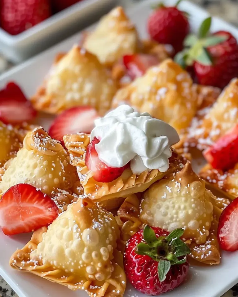Deep-Fried Strawberry Cheesecake Stuffed Wonton Bites: Irresistibly Crispy!