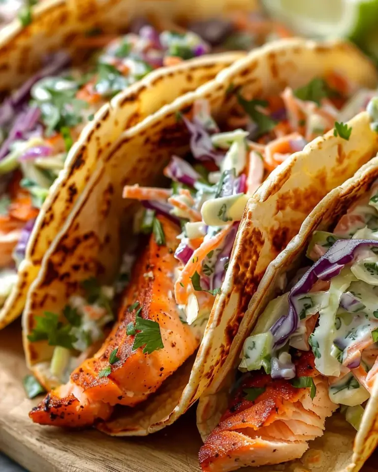 Air Fryer Salmon Tacos with Slaw