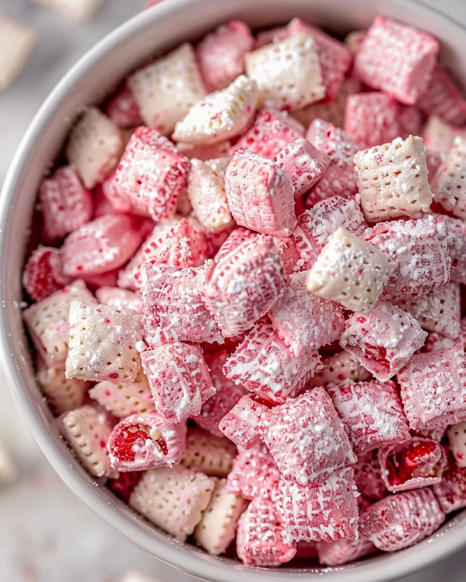 Easy Strawberry Shortcake Puppy Chow