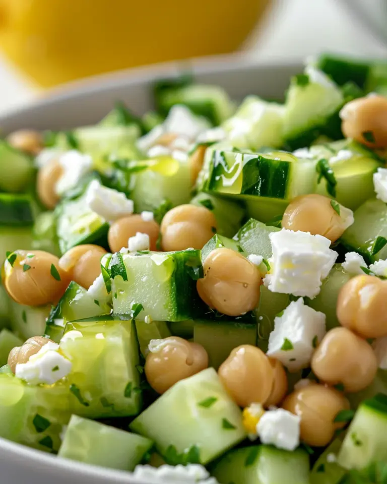 Cucumber Chickpea Feta Lemon