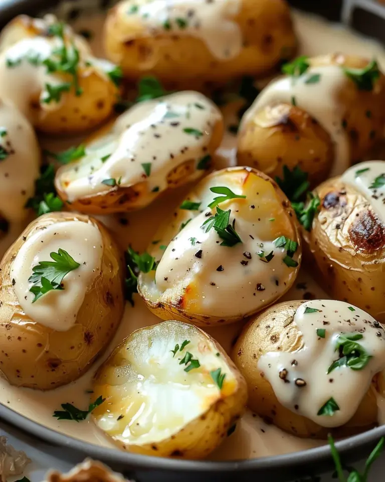 Creamy Garlic Sauce Baby Potatoes