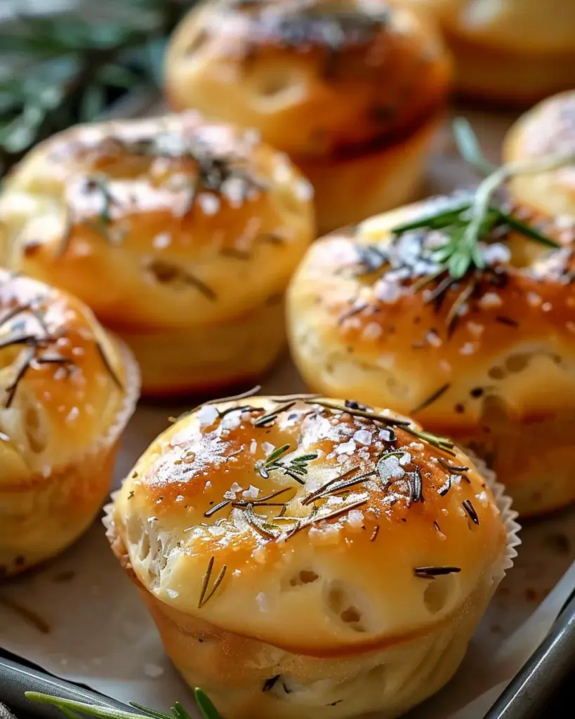 Easy Garlic Rosemary Focaccia Muffins