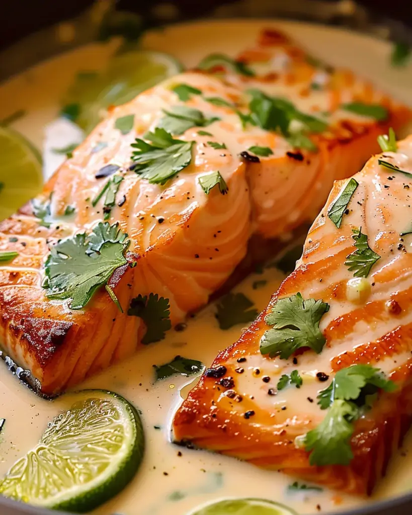 Poached Salmon in Coconut Lime Sauce