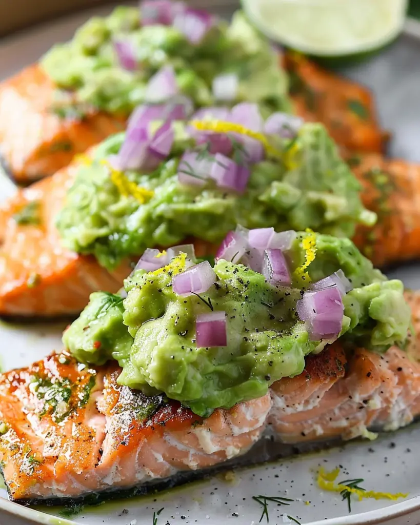 Baked Salmon with Avocado Mash