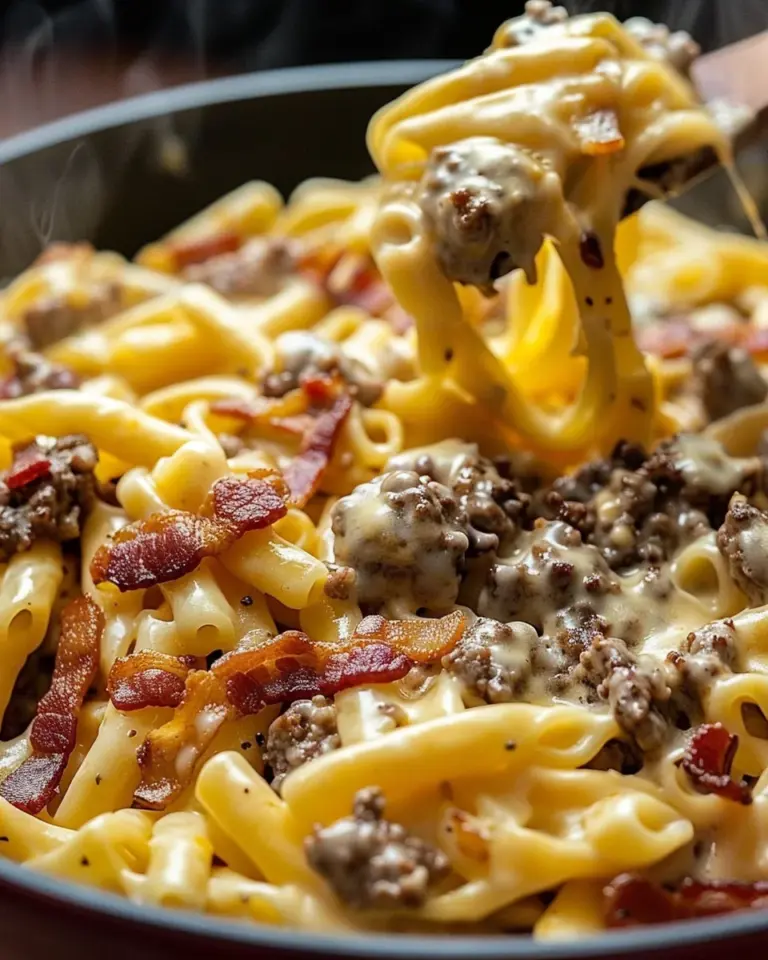 Loaded Bacon Cheeseburger Alfredo Pasta