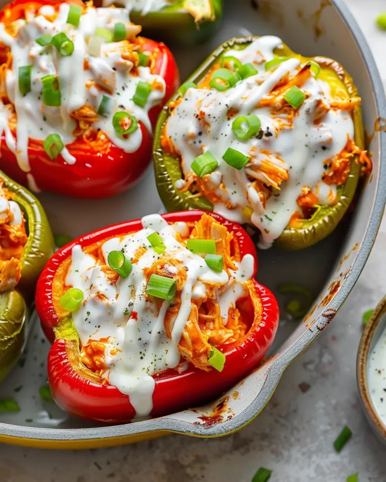 Buffalo Chicken Stuffed Peppers – Dairy Free & Low Carb
