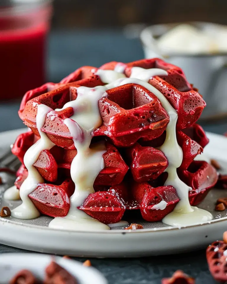 Red Velvet Waffles w/Cream Cheese Glaze