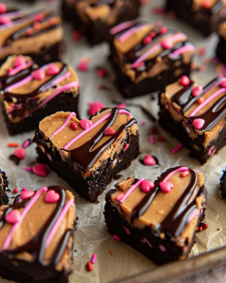 Peanut Butter Buckeye Brownie Hearts