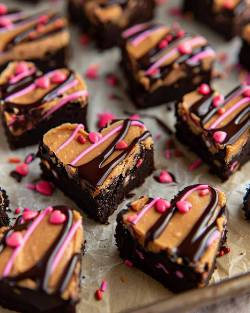 Peanut Butter Buckeye Brownie Hearts