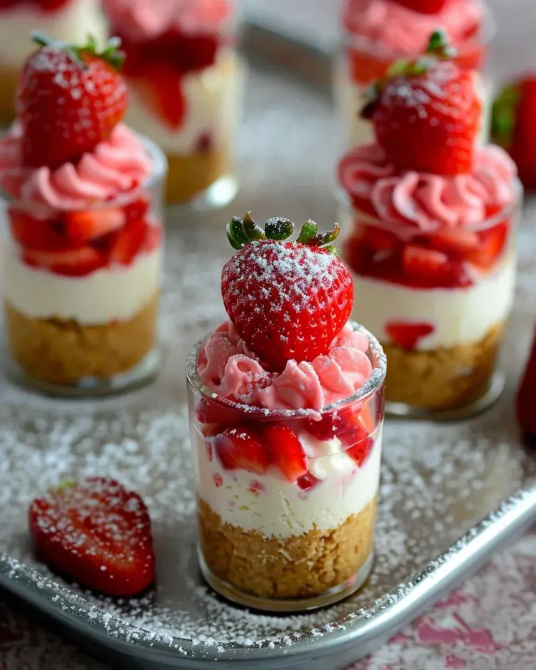 Strawberry Shortcake No Bake Mini Cheesecakes