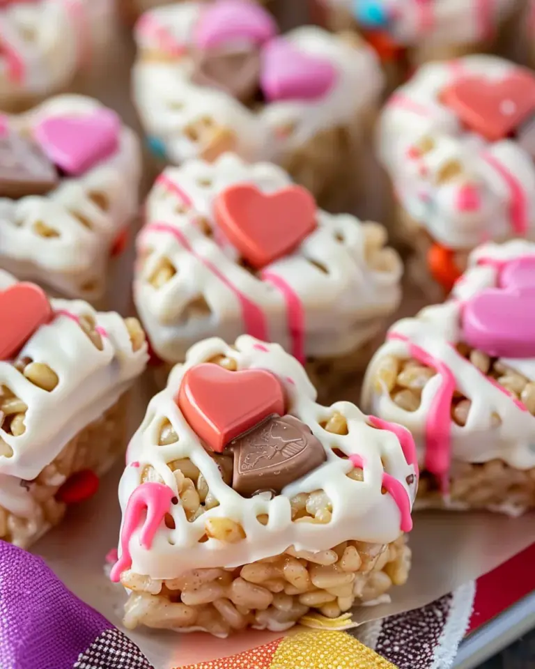 White Chocolate Reese’s Rice Krispie Hearts