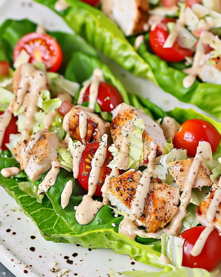 Keto Chicken Caesar Romaine Lettuce Boats