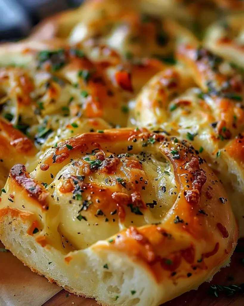 Swirled Garlic Herb And Cheese Bread