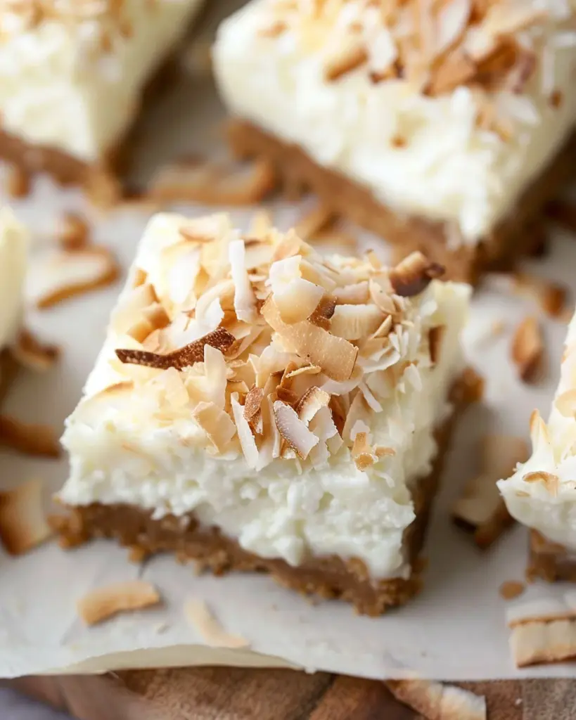 Skinny Coconut Cheesecake Bars