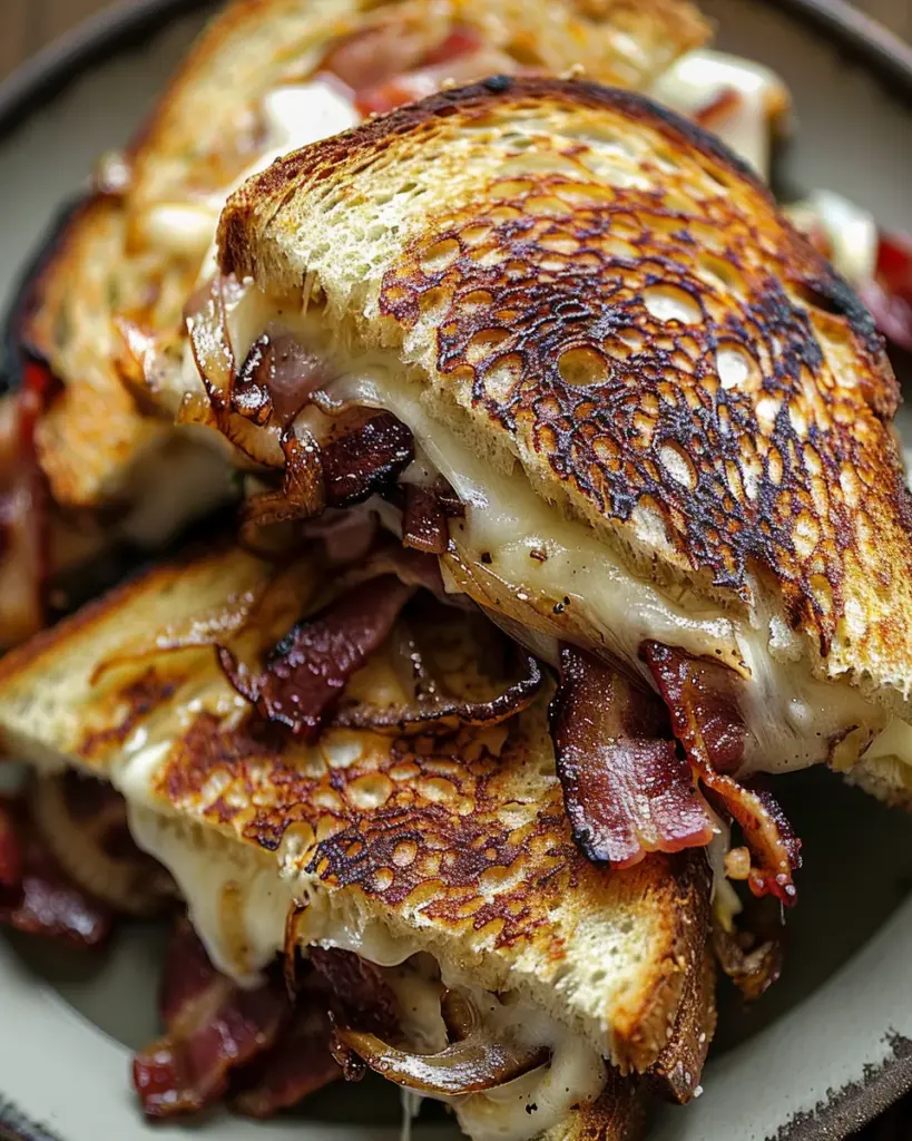 Bacon and Caramelized Onion Grilled Cheese Sandwiches