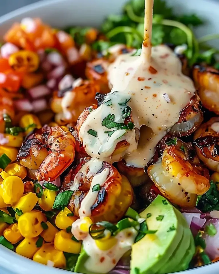 Grilled Shrimp Bowl with Avocado, Corn Salsa & Creamy Garlic Sauce: An Incredible 7-Ingredient Recipe