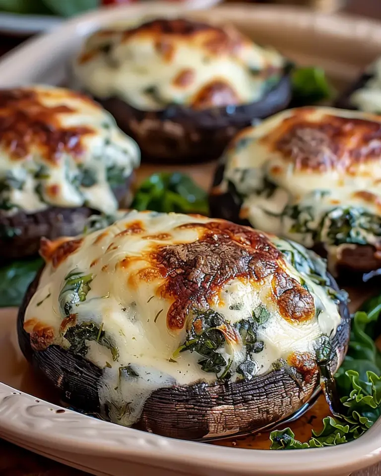 Spinach Cheese Stuffed Portobello Mushrooms
