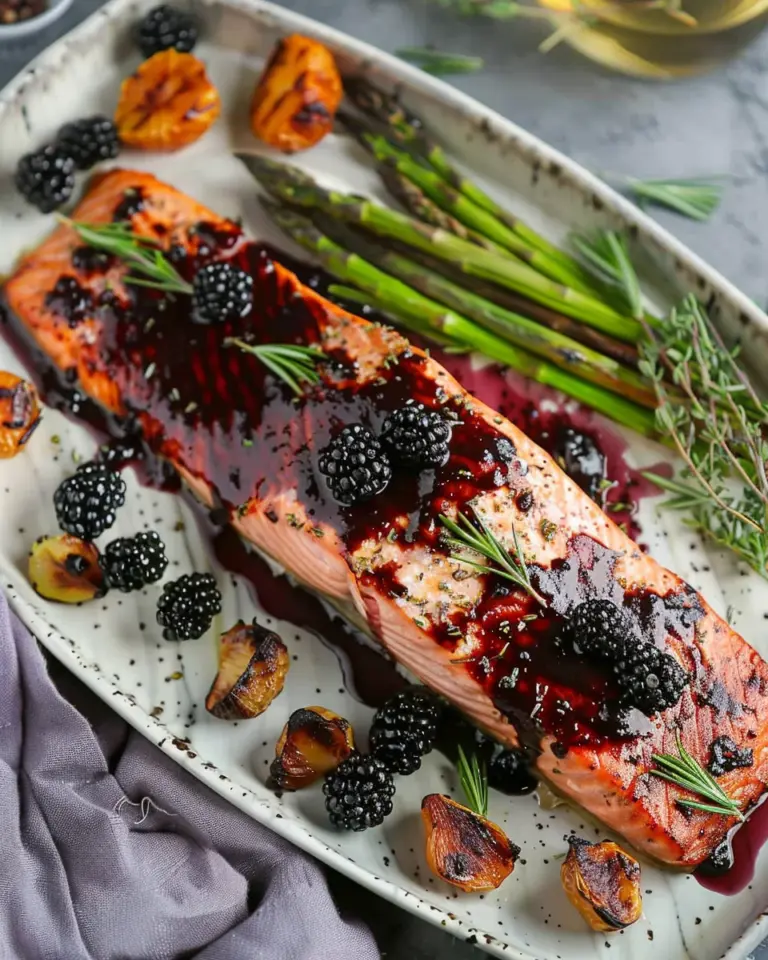 Oven Baked Salmon with Blackberry Barbecue Sauce