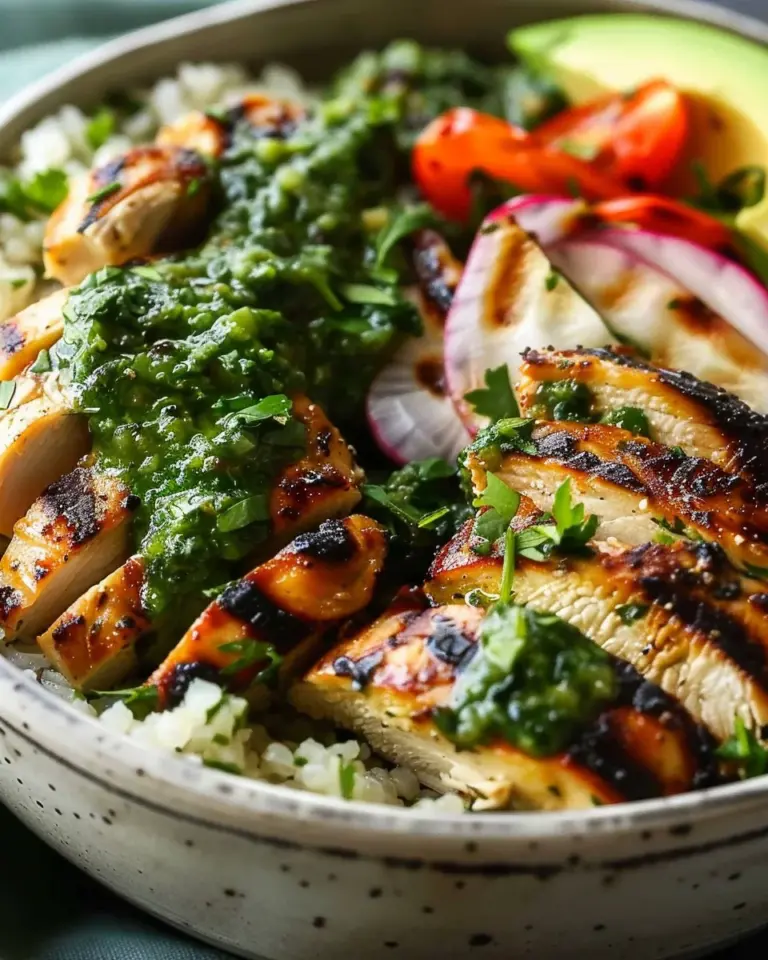 Chimichurri Grilled Chicken Bowl with Garlic Sauce